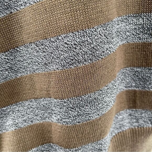 Blair Underwood Men’s Large Modern Fit Orange Brown Striped V-Neck Sweater - Picture 9 of 12